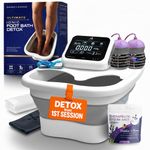 Vital Vibes Ultimate Ionic Foot Bath Detox Machine - Foot Detox Machine for Spa Bath with Touch Display - Epsom Salt & Towel - Collapsible Soaking tub -Powerful Array- Ion Wristband-Tub Liners