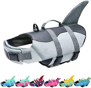 Malier Dog Life Jacket, Ripstop Dog Life Vest Adjustable Dog Life Preserver with High Buoyancy for Swimming Boating, Shark Dog & Puppy Life Jacket Lifesaver for Small Medium Large Dogs, X Large