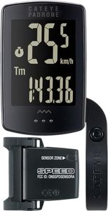 CATEYE Padrone Stealth Wireless Bike Computer – Oversized High Contrast Display Cyclocomputer with Out Front Mount, Auto Start/Stop, Programmable Odometer, for Road, MTB, Gravel Cycling