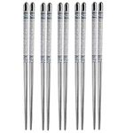 INKULTURE 5 Pairs Reusable Metal Stainless Steel Chopsticks Dishwasher Safe Lightweight Easy to Use Metal Chop Stick Utensils