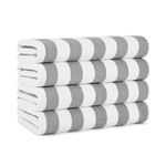 Arkwright California Cabana Striped Oversized Beach Towel Pack of 4, Ringspun Cotton Double Yarn Strength, Perfect Pool Towel, Beach Towel, Bath Towel (Extra Large 30 x 70 Inch) (Grey)