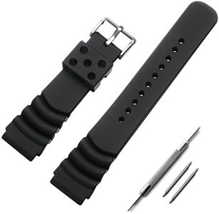 ADDIESDIVE Silicone Watch Strap For Men Dive Watches Quick Release Rubber Band Black 22mm