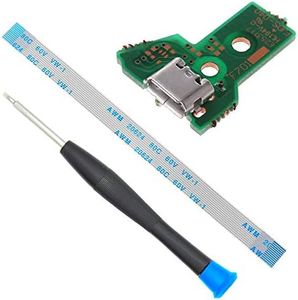 MMOBIEL Charging USB Port Replacement compatible with PlayStation PS4 Controller Dualshock 4 Model: JDS-040 12 Pin Flex Cable Incl. (+) Screwdriver