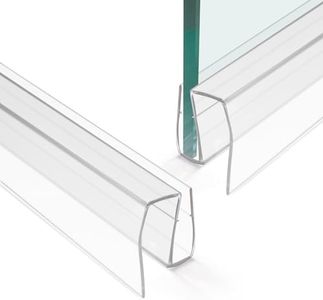 Bathroom Shower Glass Door Bottom Seal Strip, 2PCS 36 Inch Long Clear PVC Seal Strips for 1/4"(6mm) Thick Framless Glass Door Panel