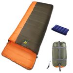 Rocksport Camplite +8 Degree C to +20 Degree C Rectangular Shape Sleeping Bag for Camping, Hiking, Indoor & Outdoor, Warm Sleep Bag l Free Air Pillow & Adventure Pass (Orange)