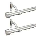 2 Pack Curtain Rods for Windows 28-50 Inches,1-Inch Diameter Curtain Rod, Adjustable Window Curtain Rod with Premium Aluminum Brackets and Finials,Brushed Nickel