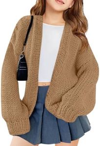 UNCLECAT Girls Open Front Cardigan Winter Kids Trendy Long Sleeve Sweater