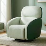 Hush Hiven Pebble Motorized Recliner Chair | Rocking & Swivel Recliner | Seafoam Boucle Fabric & Dark Green Leatherette | Single Seater Recliner Sofa for Living Room | 18 Months Warranty