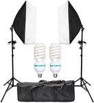 Abeststudio 1350W Continuous Lighting Softbox Kit 50x70cm Soft Box Photo Studio Set + 2x Adjustable Aluminum alloy Light Stand + 2x 135W Photo Studio Light Bulbs + Carry Bag