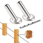 Wayska 60 Pack T316 Marine Grade Stainless Steel 30 Degree Angle Beveled Protector Sleeves, Wood Post Protector for 1/8" Wire Rope Cable Railing, Come with a Free Drill Bit