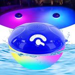 Pool Speakers Bluetooth Waterproof Floating Speaker with Colorful LED Lights, Portable Wireless Bluetooth Shower Speaker, Built-in Mic Outdoor Bluetooth Speakers for Hot Tub, 10W Stereo Loud Sound