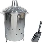 CrazyGadget 125 Litre 125L Extra Large Galvanised Metal Incinerator Fire Burning Bin with Special Locking Lid + Ash Shovel