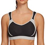 AGONVIN Women's High Impact Support Wirefree Bounce Control Plus Size Workout Sports Bra Black 46G