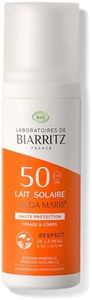 Laboratoires de Biarritz - Lait Solaire - SPF50 - ALGA MARIS® Certifié Bio - Visage et Corps - Texture Onctueuse et Non Grasse - 100 ml - Fabriqué en France