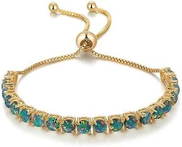 CiNily Adjustable Silver Plated Opal Tennis Bracelet for Women Girls - Fashion Jewelry Gift | Opal Bracelets in Sterling Silver,Rose Gold and Yellow Gold Plating, Large, Sterling Silver Silver,