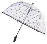 RSAAUD® Transparent Umbrella for Children Magic Numbers Print Umbrella, Dome Umbrella for Children, Umbrella for Girls and Boys, Umbrella for Kids (Number Black Frill)