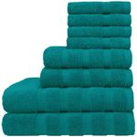 CASABELLA Premium Quality 8 Pc Set Jade Towel Set 100% Combed Cotton 650 GSM Towels Set-2 Bath Towels, 2 Hand Towels, 4 Wash cloths, Highly Absorbable 8 Pc Jade Towel Bale Sets