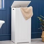 Christow White Laundry Box Wooden Bathroom Storage Basket Linen Clothes Cabinet