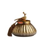 Craftfry Decorative Glass Jar With Peacock Knob Lid In Antique Gold Finish - (SMALL)