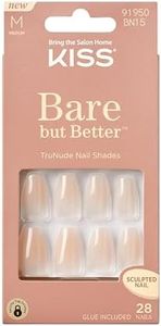 KISS Bare-But-Better Press-On Nails, Nail Glue Included, Embrace It, Light Nude, Medium Length, Coffin Shaped, 31 Ct.