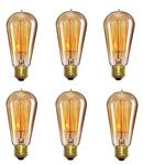 Desidiya Edison Tungsten Filament Antique Glass Incandescent Light Bulbs Vintage Base E27 Bulb Yellow Light For Home Decoration Living Room/Hall/Balcony/Restaurant Bar Lighting (Pack Of 6) - 4 Watts