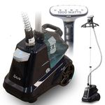 SALAV Heavy Duty Commercial Full-Size Garment Steamer with Foot Pedals and Extra Large 3L (101.5 oz) Water Tank, 1800 watts, 90+min of Continuous Steam (Navy)
