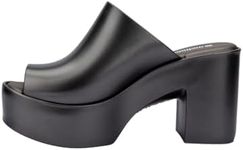 Melissa Mule Hype Metallic Heel - Fashion Sandal for Women - Iridescent Comfortable Mule Style - 9.5cm Heel Height - High-Shine Upper with Bubblegum Scent - Chic and Sophisticated, Dark Silver, 9