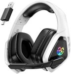 Wireless Gaming Headset for PC Ps5 Ps4, 2.4GHz USB & Type-C & Bluetooth Gaming Headphones with Mic, 40H Battery Comfortable Ps5 Headsets for Switch Laptop Mobile Mac