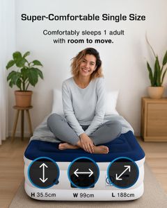 Active Era Single Inflatable Mattress – Air Bed with Built-In Pump