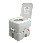 SereneLife Portable Toilet with Carry Bag – Indoor Outdoor Toilet with CHH Piston Pump & Level Indicator – 5.3 Gallon Large Waste Tank – 100-120 Flushes for RV, Camping, Hiking & Boating,Gray