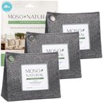 Moso Natural Air Purifying Bag 600g (3 Pack). A Scent Free Odour Eliminator for Kitchens, Bedrooms, Living Rooms, Pet Areas. Premium Moso Bamboo Charcoal Odour Absorber. Freestanding Design