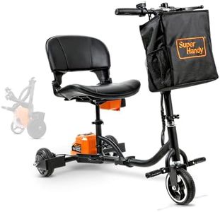 SuperHandy Passport Mobility Scooter for Adults- Foldable, 3 Wheel, Airline Travel Friendly - 13 Mile Range, Includes 2 Removable 48V Lithium-ion Batteries & Charger (275 Lbs)