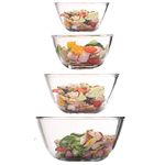 Femora Borosilicate Glass Microwave Safe All-Purpose Mixing Bowl, 400 ML, 700 ML, 1050 ML, 1650 ML, Pack of 4