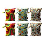 MY FAV Multiutility Wet Dry Pouch with Zipper, Resusable & Washable Organizer Baby Diaper Bag/Travel Pouch/Travel Kit (Multicolor) Pack of 6