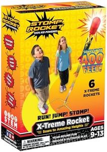 Stomp Rocket Super High-Performance X-Treme Rocket Launcher for Kids Soars Up to 400 Feet - 6 Rockets - Fun Outdoor Toys for Boys & Girls - STEM Foam Blaster - Ages 9 and Up