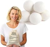 Simple Natural Products Wool Dryer Balls - Fabric Softener and Dryer Sheets for Laundry Supplies – Reusable Wrinkle and Static Guard Wool Balls – Unscented for Sensitive Skin (6 XL Pack)