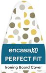 Encasa XO Ironing Board Covers and pad 112x34 cm- Thick 3mm Felt Padding, Drawstring Tightening & Lock, Heat Reflective, Scorch & Stain Resistant, for Medium Ironing Board - Yellow Moon