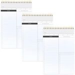 PAPERAGE To Do List Notepad, Daily To Do List Notebook, 60 Double-sided Tear-off Sheets, 3 Pack, 6.5" x 9.5", Undated Daily Planner Checklist for Office, School or Home (Black/White)