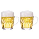 TUSAPAM Dimple Stein Beer Mug Set, 20 oz Beer Glasses with Handle, Glass Beer Mugs, Dishwasher and Freezer Safe, Clear and Sturdy, Set of 2