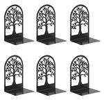 Moocci Metal Bookends Bookend (Tree of Life) Decorative Book Ends for Kids, Cookbooks, Movies, DVDs, Video Games, Black Bookends for Shelves, 3 Pairs