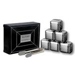 Das TooKii Whiskey Stones 6 Pack, Metal Reusable Ice Cubes, High Cooling Technology, Stainless Steel Ice Cubes, Refreezable Chilling Stones for Whiskey, Vodka, Liqueurs, Wine, Beverage Juice or Soda