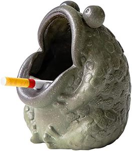 HEER Ceramic Ashtray for Cigarettes, Cute Funny Toad Frog Shape Ash Tray Set for Indoor Outdoor, Windproof Desktop Smoking Ash Holder for Smokers, Vintage Cool Home Office Decoration.