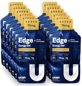UCAN Edge Energy Gel Shots, Salted Caramel + Caffeine (12, 2 Ounce Packets) for Running, Training, Workouts, Fitness, Cycling, Crossfit | Sugar-Free, Vegan, & Keto Friendly Energy
