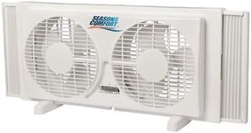 Seasons Comfort Twin Window Fan, Reversible Airflow Control, 9 Inch, 2 Speeds, Expandable, Exhaust, Dual Fan - Ideal for Home, Kitchen, Bedroom & Office