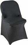 WELMATCH Black Spandex Folding Chair Covers - 10 PCS Weddding Events Party Decoration Stretch Elastic Chair Covers Good (Black, 10)