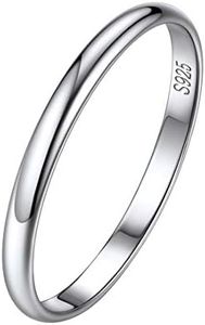 ChicSilver Bague Femme Argent,Taille 59 Anneau pour Hommes,Enfant Fille,Épaisseur 2 mm,Bijoux Cadeau Anniversaire Femmes,Couples,Filles