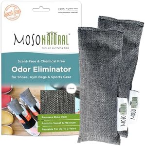 Moso Natural Shoe Deodorizer Insert | Charcoal Odor Absorber for Shoes, Boots, Gym Bag | Unscented Shoe Odor Eliminator | Air Purifying Bags (Two Per Pack)