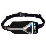 SPIbelt Running Belt, No-Bounce Waist Pack for Runners, iPhone 6 7 8-Plus X, Made in USA for Men and Women, Workout Fanny Pack, Adjustable One Size, Expandable Pouch, Large Pocket, Fits Large Phones (Black with Titanium Zipper, 25" through 47")