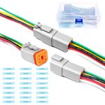 2 Kit Deutsch DT 6 pin Grey Male Female Wiring Harness Deutsch Pigtail 6 Wire Way Waterproof Automotive Electrical Connector 16 AWG with Heat Shrink Tubing