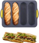 atrccs loaf pan Set of 1 with Four Buns French Bread loaf pan Bread pan Non-Stick pan Easy to Release Household Silicone Food Baking Breakfast Afternoon Tea Romantic Dinner Tool (Black)